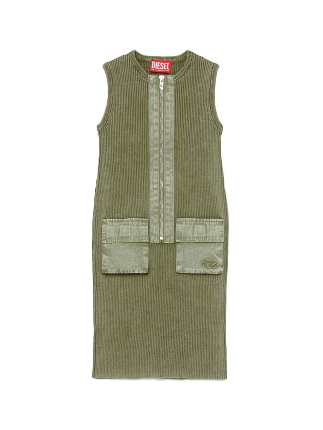 Diesel Dameryn abito verde lungo a coste J02631 KYAOD VERDE DIESEL 