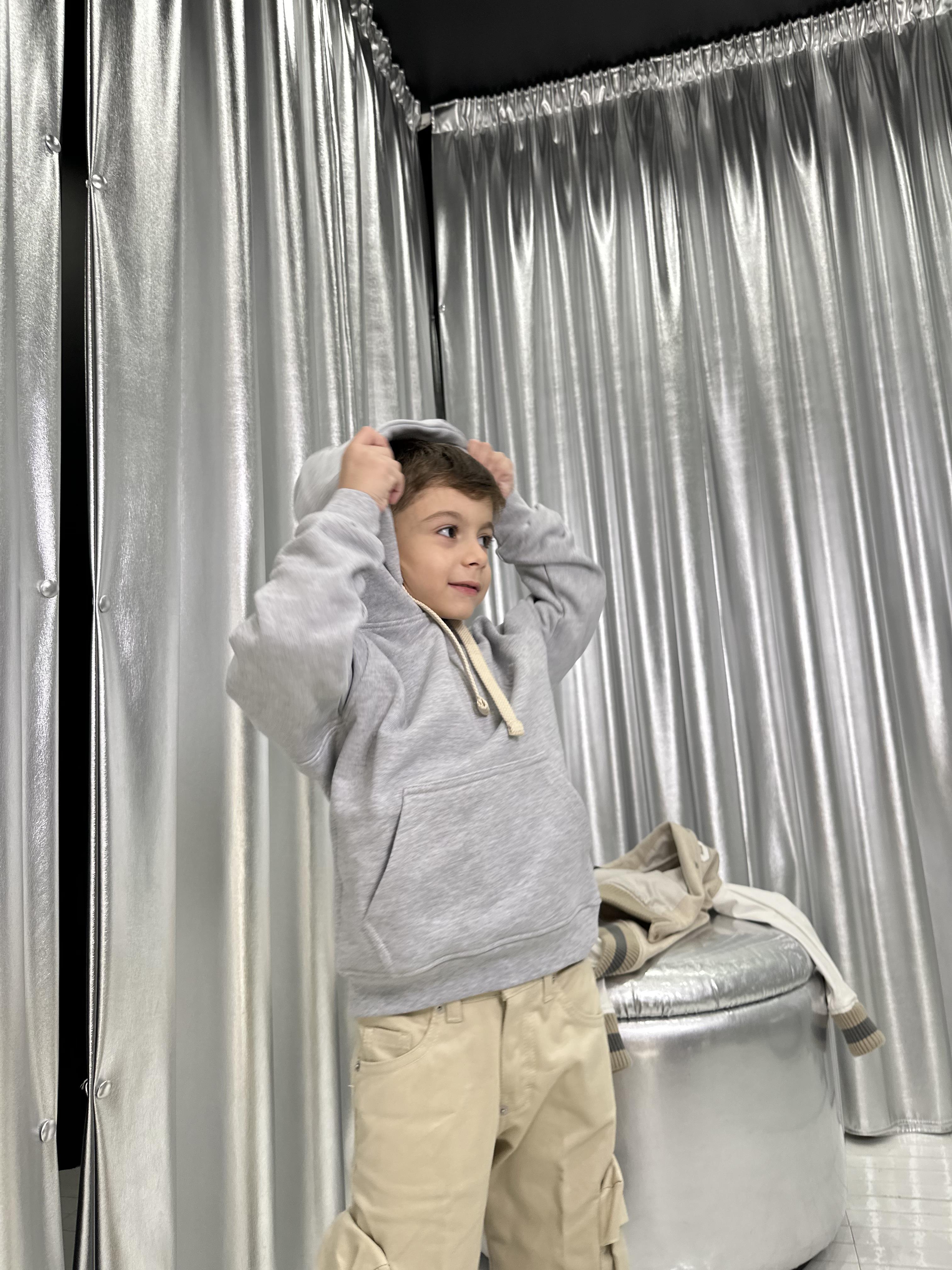 I'm Brian felpa kids grigio con cappuccio F3130 GRIGIO I'M BRIAN 