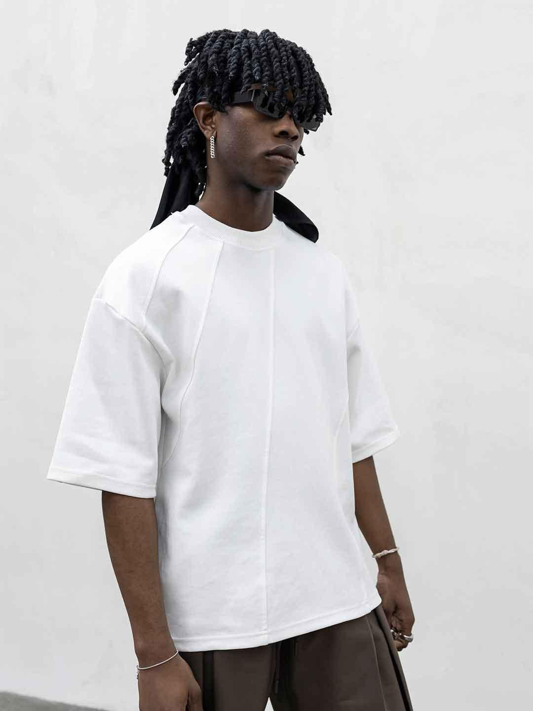 Present Day  t-shirt bianco con cuciture PRS117 BIANCO PRESENT DAY 
