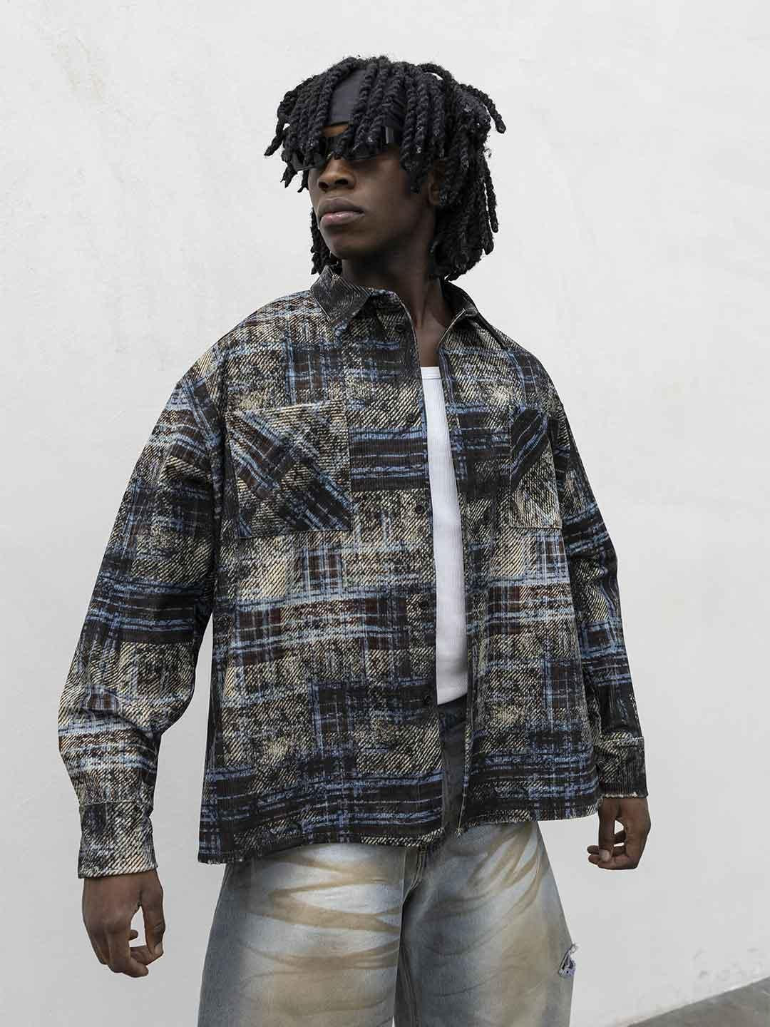 Present Day camicia marrone a righe PRS063 MARRONE PRESENT DAY 
