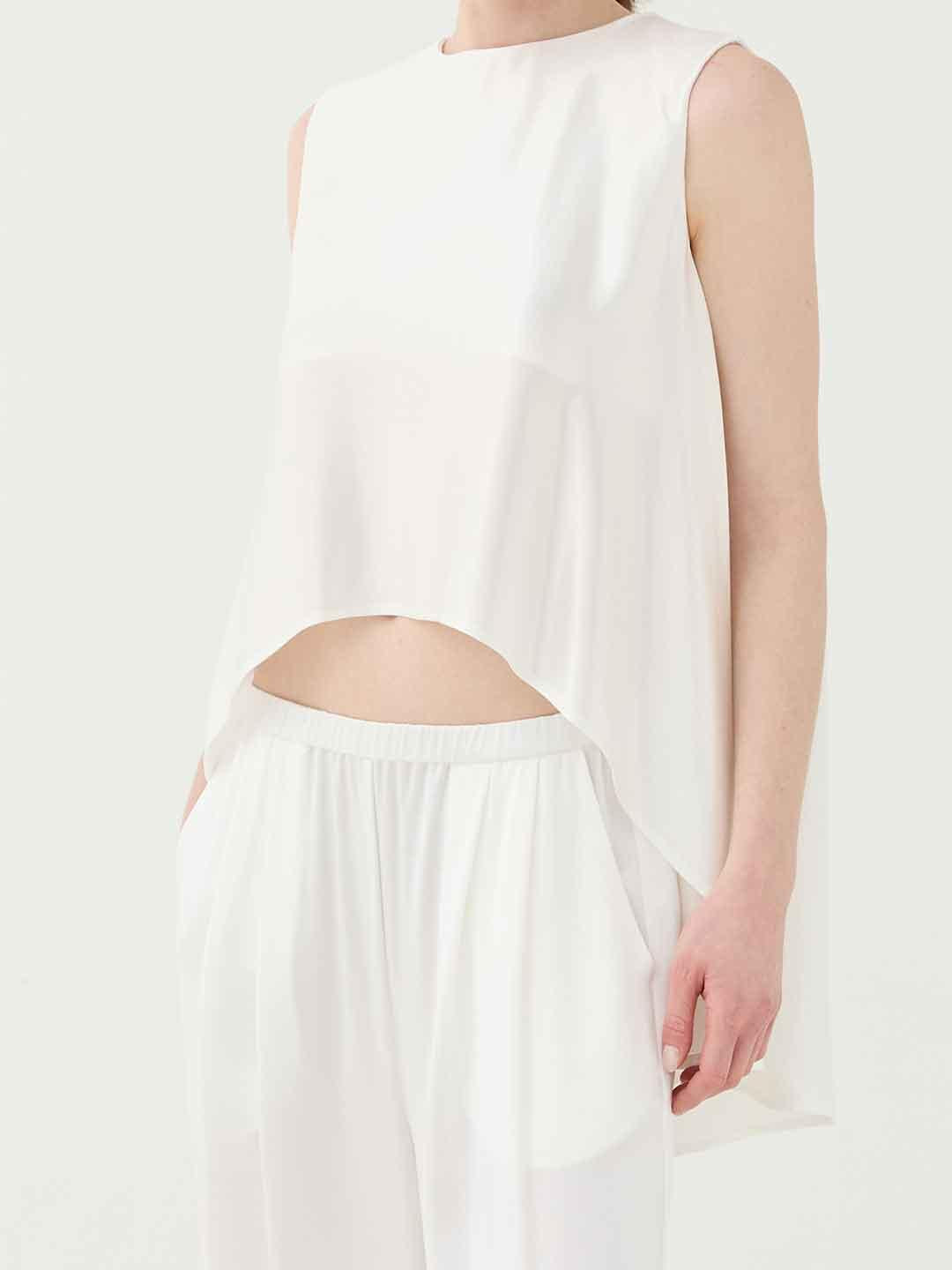 Eleh top bianco con orlo asimmetrico SS260045 BIANCO ELEH 