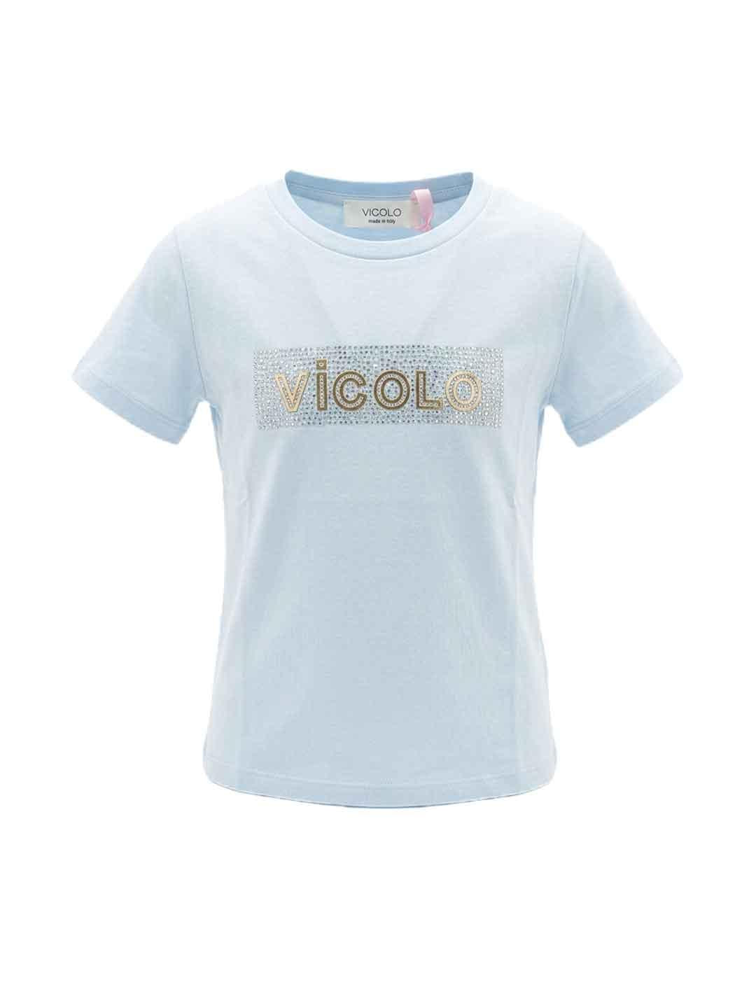 Vicolo t-shirt kids azzurro con logo glitter 2-14 anni 3146M00415 AZZURRO VICOLO 