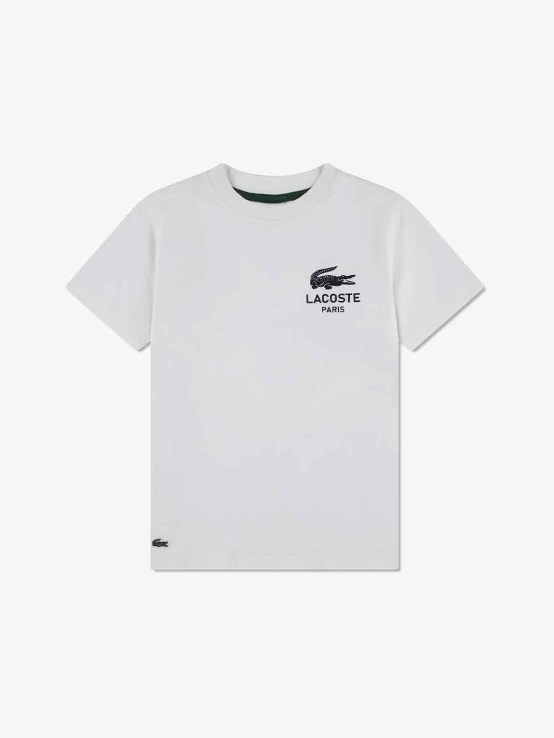 Lacoste T-shirt kids bianco con logo nero 847075-70V BIANCO LACOSTE 