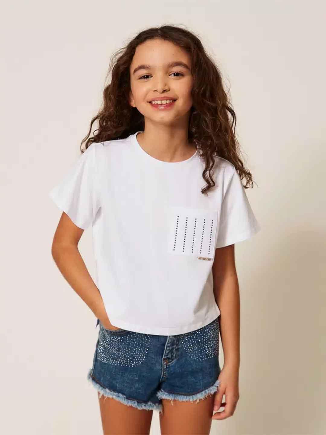Twinset t-shirt kids bianco con borchie 261GJ2092 BIANCO TWINSET 