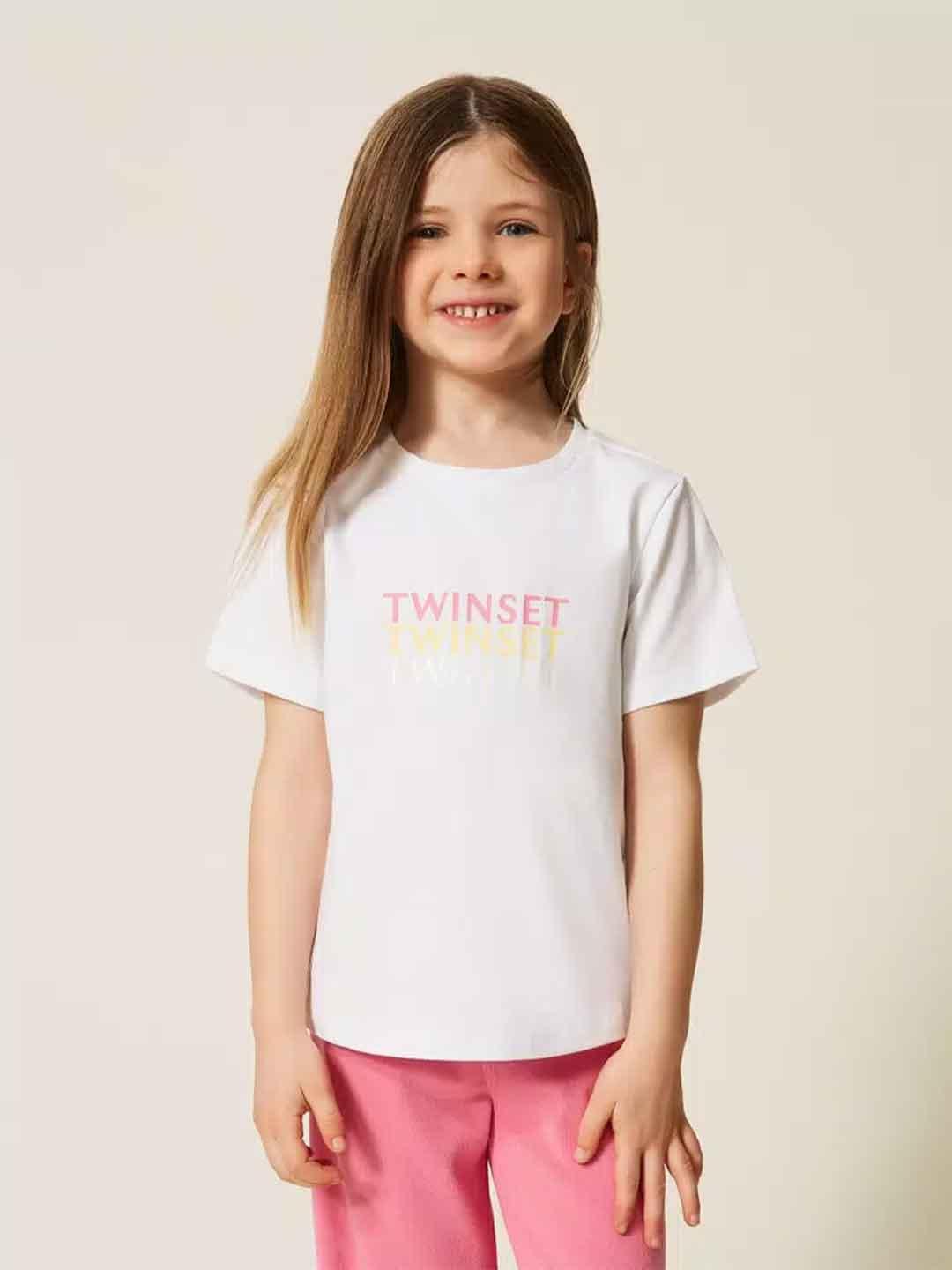 Twinset t-shirt kids bianco con logo multicolor 261GB2180 BIANCO TWINSET 