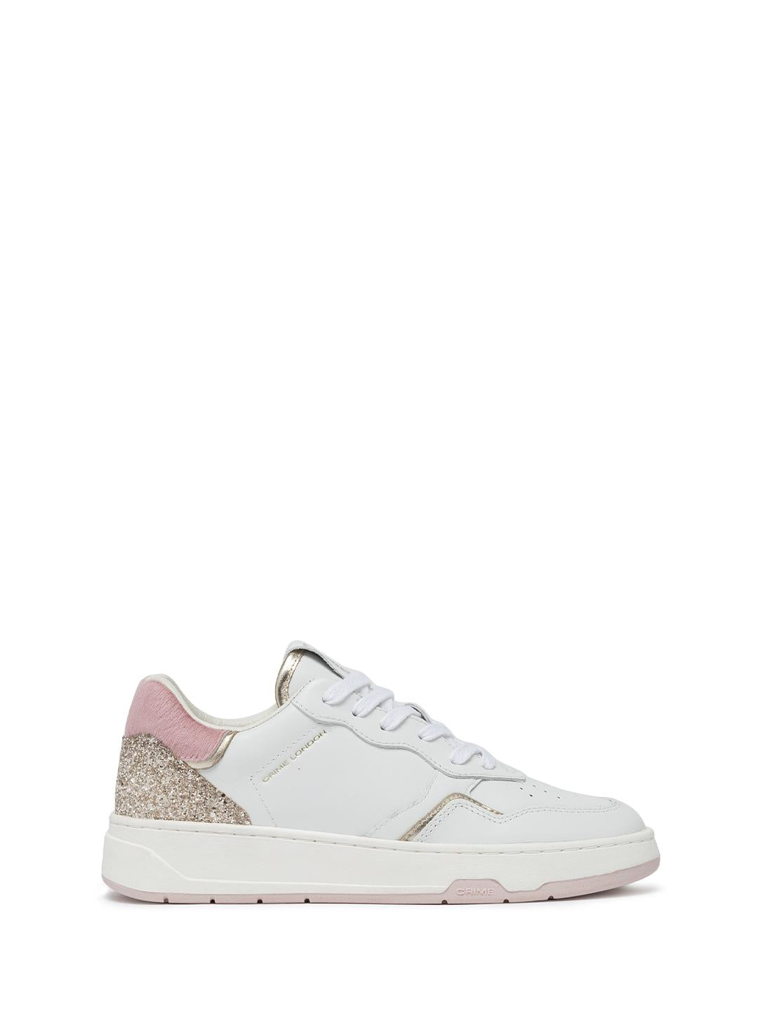 Crime Timeless Pink Powder sneakers bianco con tab rosa 21301 BIANCO CRIME 