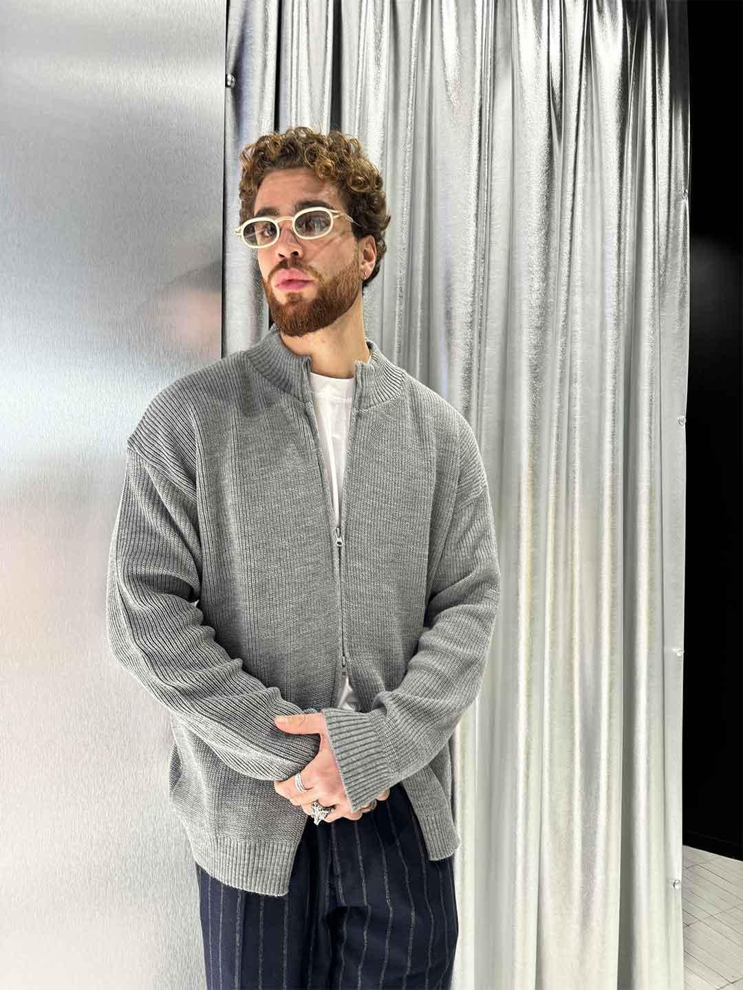 All Or Nothing maglione grigio con zip FULLZIP GRIGIO ALL OR NOTHING 