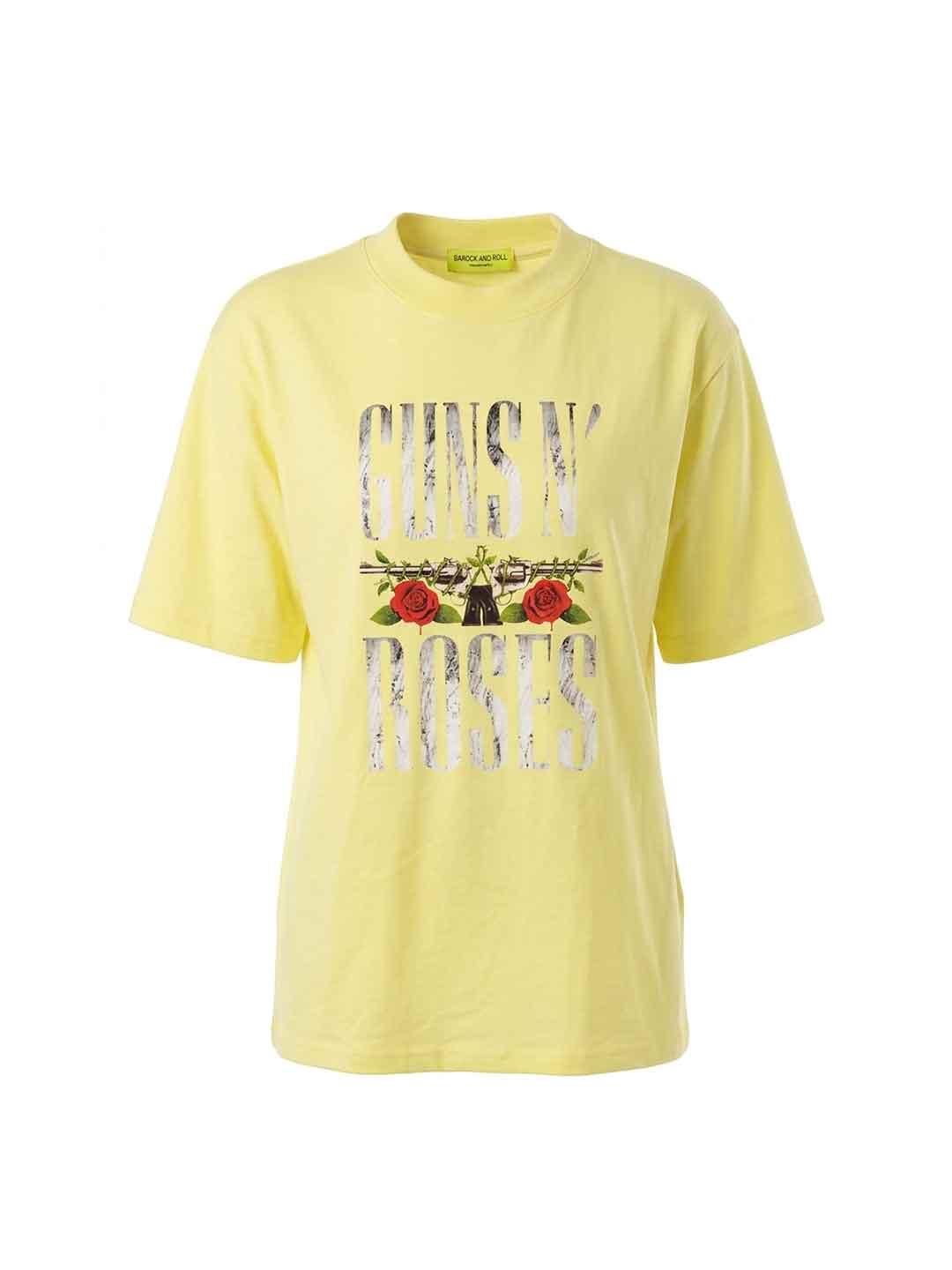 Barock And Roll t-shirt giallo con stampa rose PISTOLA GIALLO BAROCK AND ROLL 