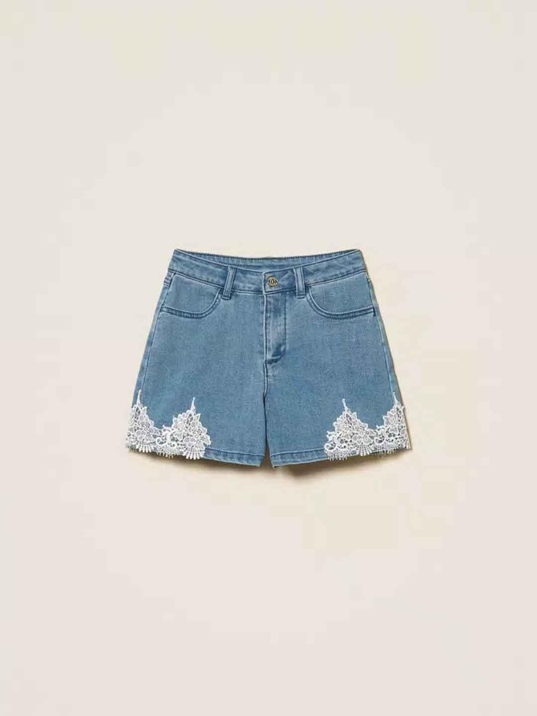 Twinset shorts kids in jeans con pizzo 261GJ2081 JEANS TWINSET 