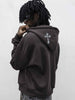 Tokyo felpa marrone con croci e zip