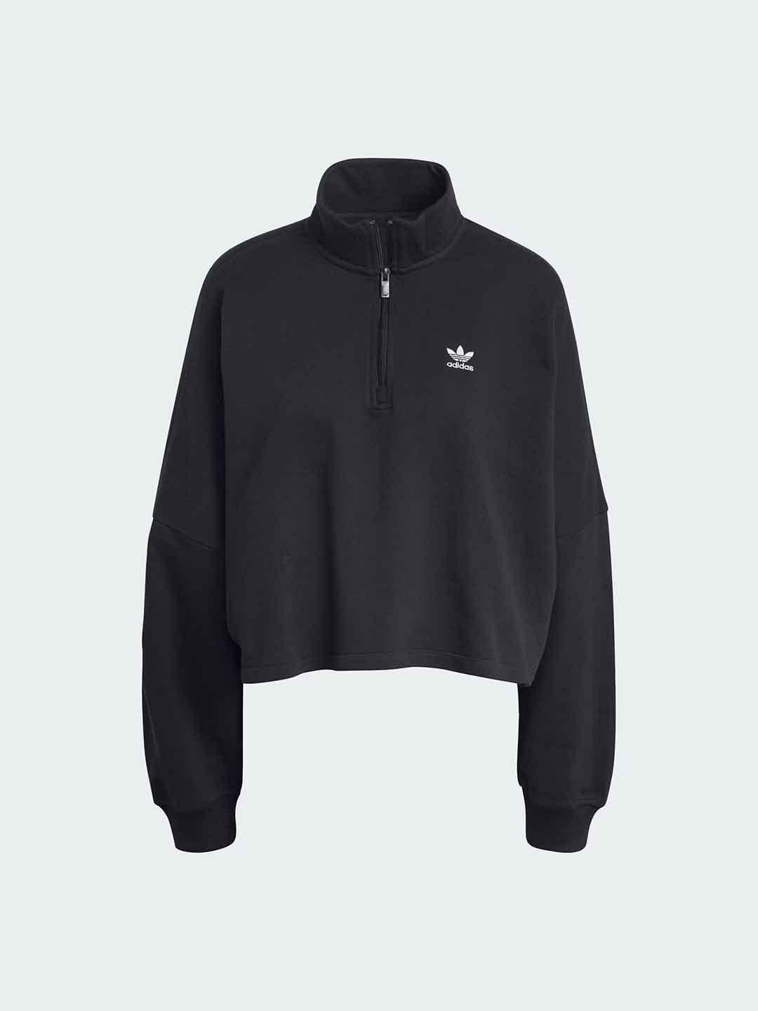 Adidas felpa nero con metà zip IW5726 NERO ADIDAS 