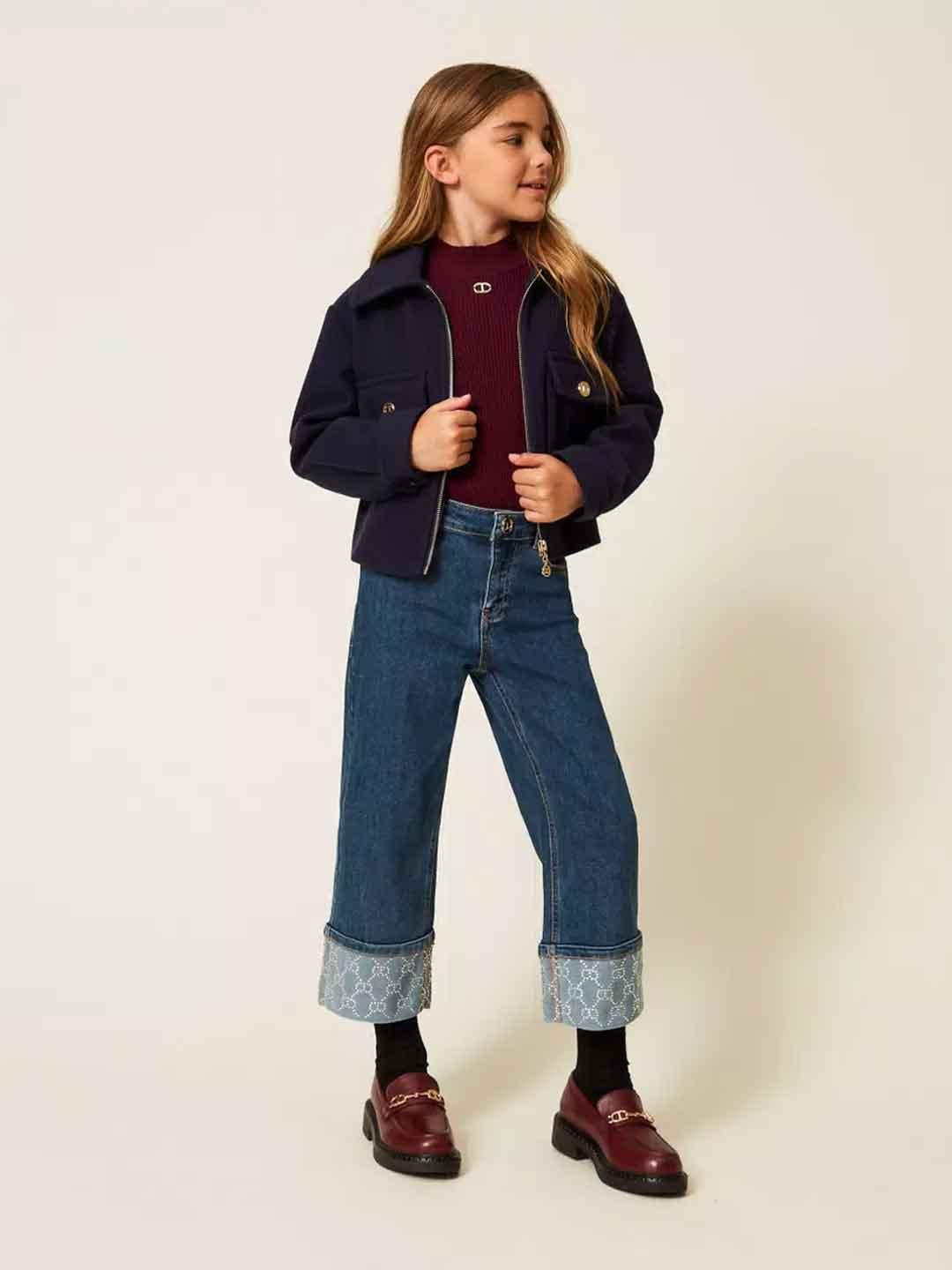 Twinset jeans kids con piegone e strass 252GJ2190 JEANS TWINSET 