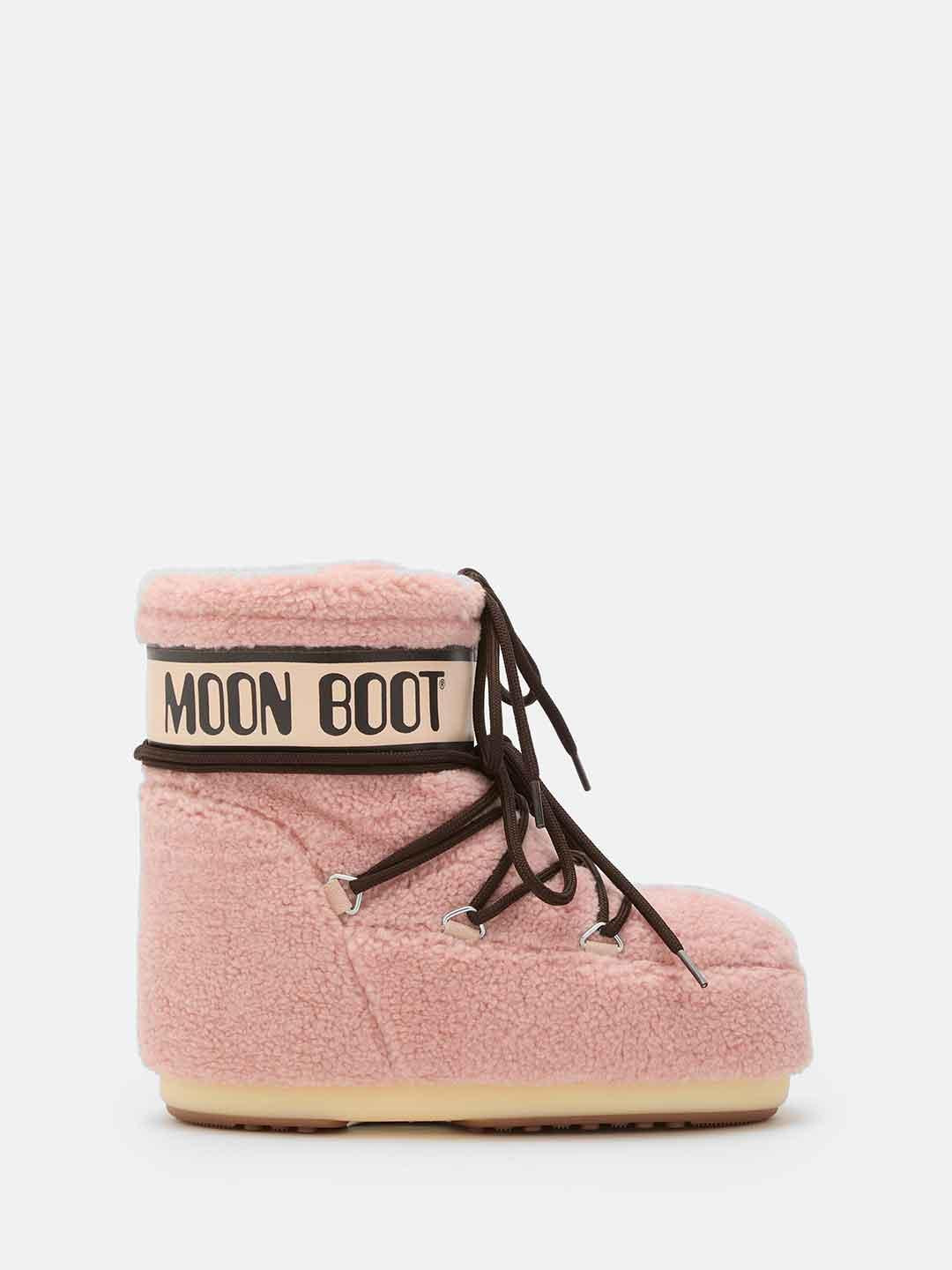 Moon Boot Icon Low Fleece stivale rosa in teddy 1409700 ROSA MOON BOOT 