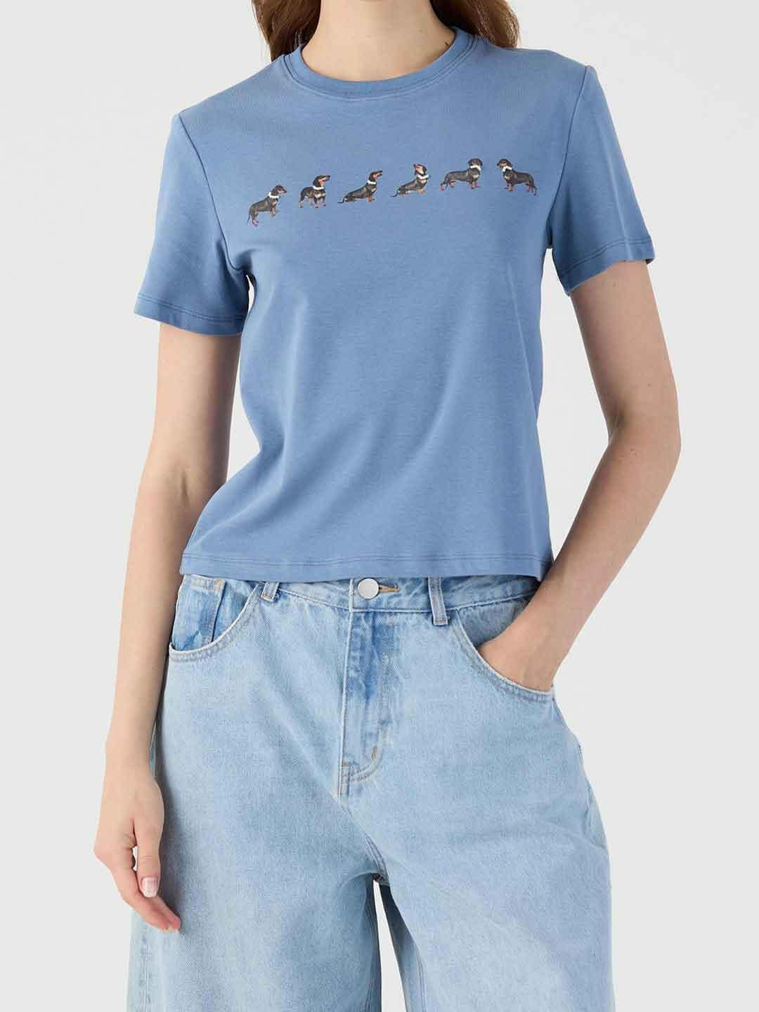 Eleh t-shirt azzurro con stampa cani SS260377 AZZURRO ELEH 