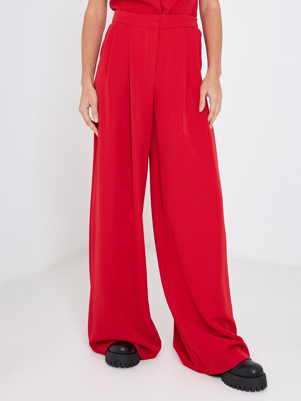 Kostumn pantalone rosso a palazzo con vita logata KI2337 ROSSO KOSTUMN 