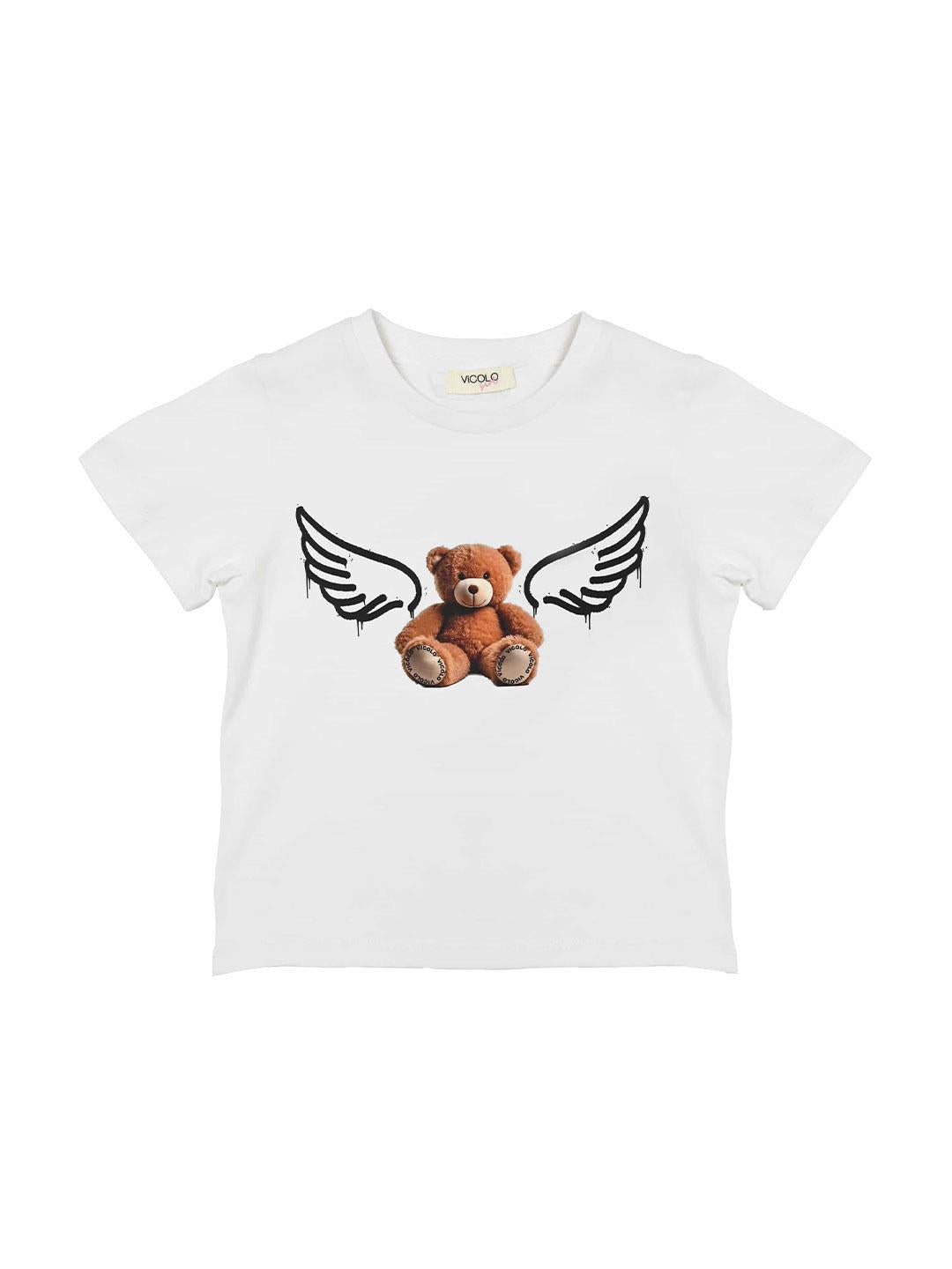 Vicolo t-shirt kids bianco con orsetto 3146M00220 BIANCO VICOLO 