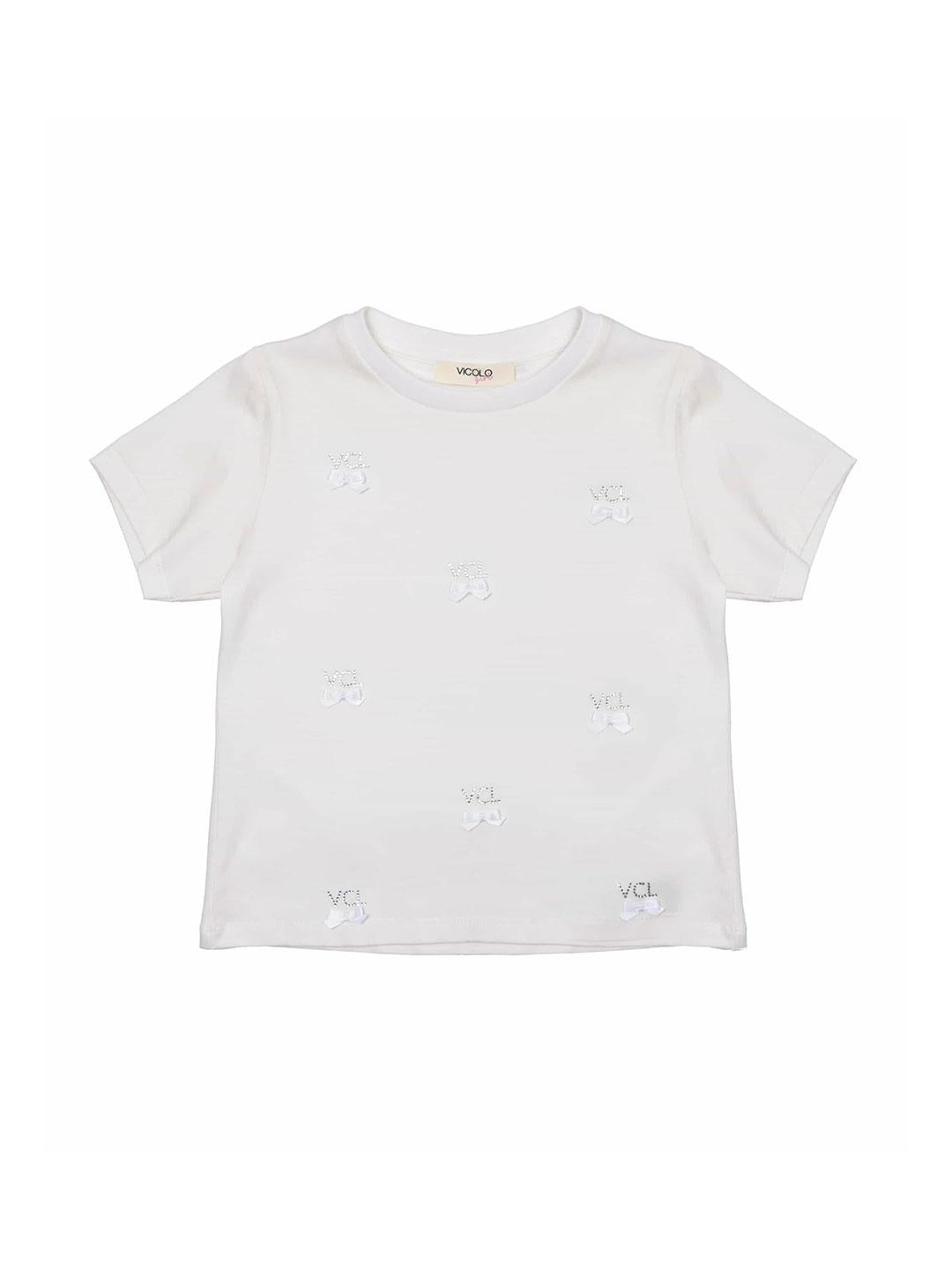 Vicolo t-shirt kids bianco con fiocchetti 3146M00315 BIANCO VICOLO 