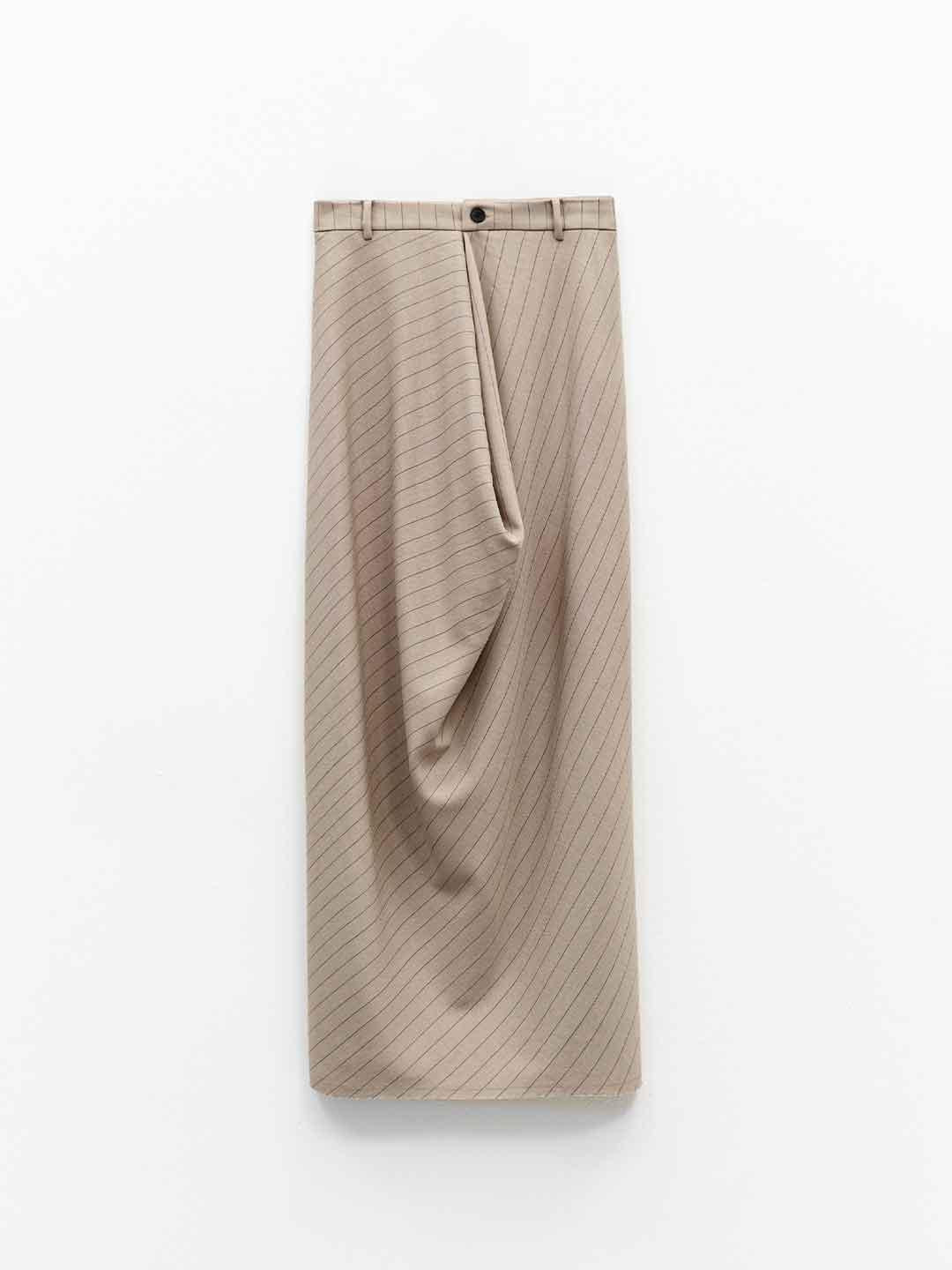 Eleh gonna beige gessato lunga 017 BEIGE ELEH 