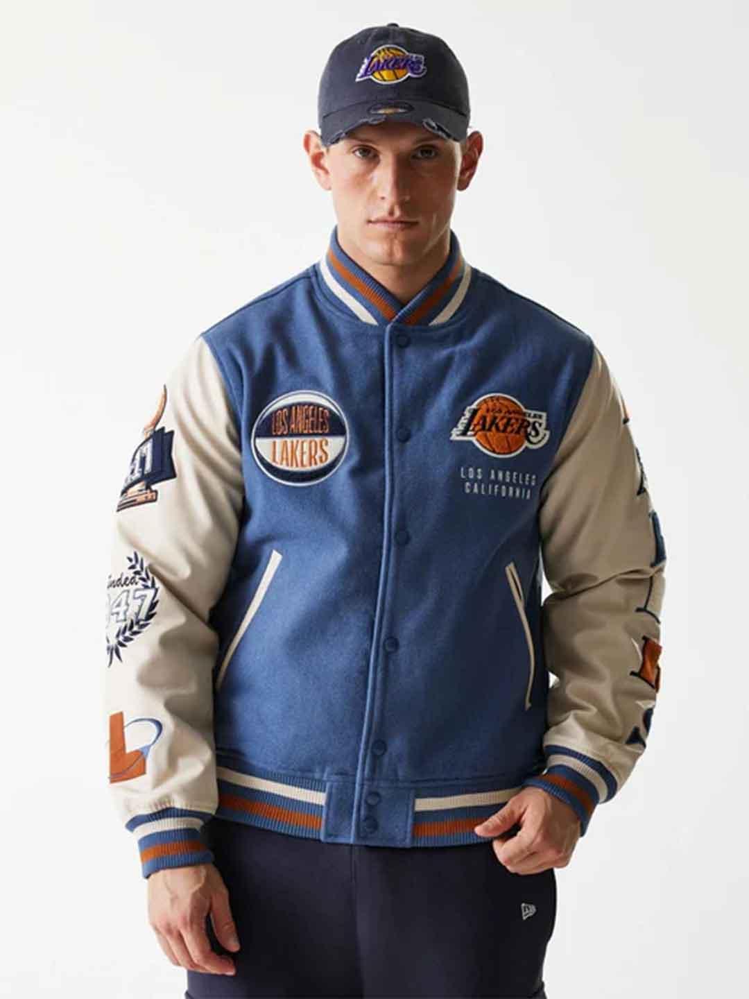 New Era giubbino celeste Lakers con patch 60684333 CELESTE NEW ERA 