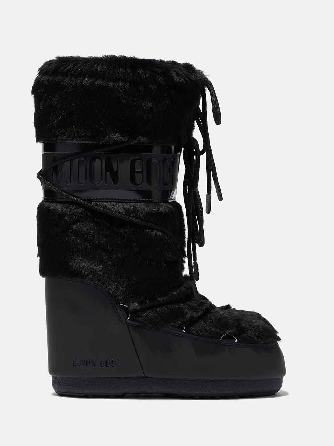 Moon Boot Icon stivale nero con pelliccia 1408900 NERO MOON BOOT 