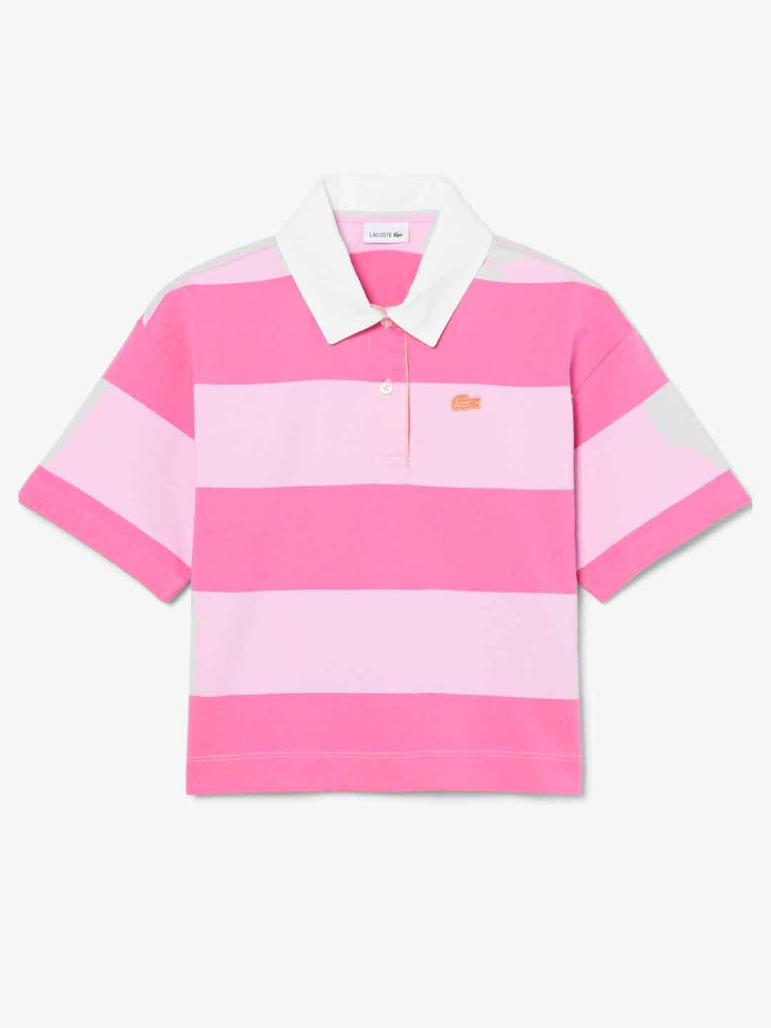 Lacoste polo kids rosa a righe 8-16 anni 447565 Z4H ROSA LACOSTE 