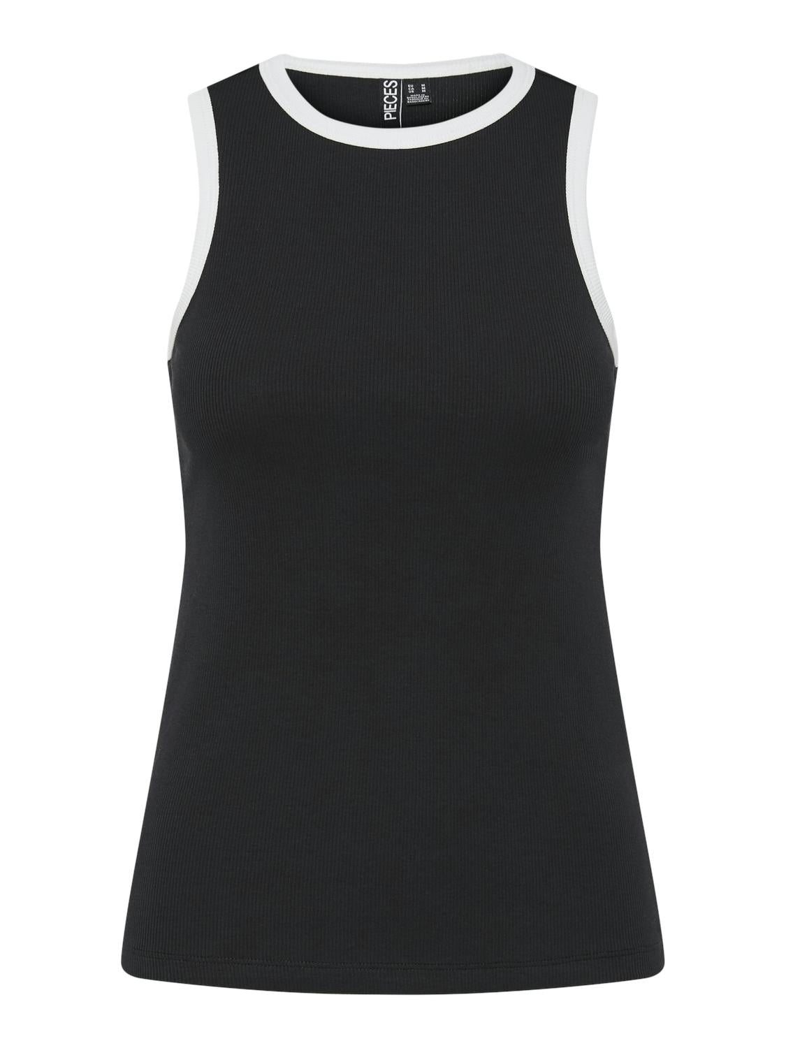 Pieces canotta nero con orli bianco 17154480 NERO PIECES 