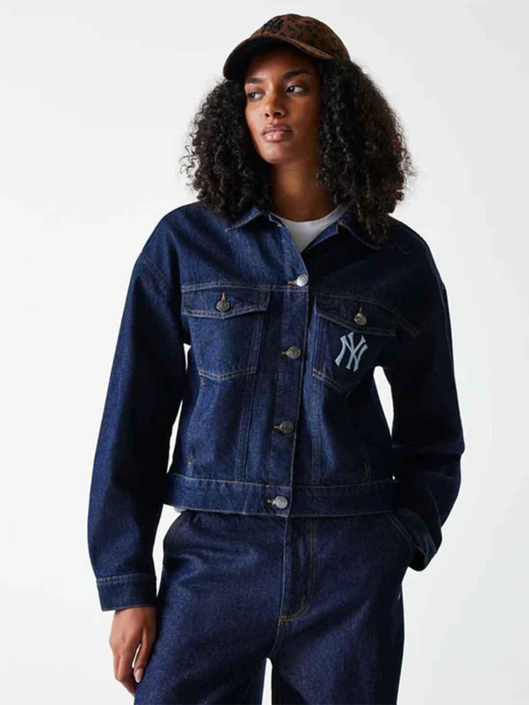 New Era giacca in jeans NY con logo celeste 60684457 JEANS NEW ERA 