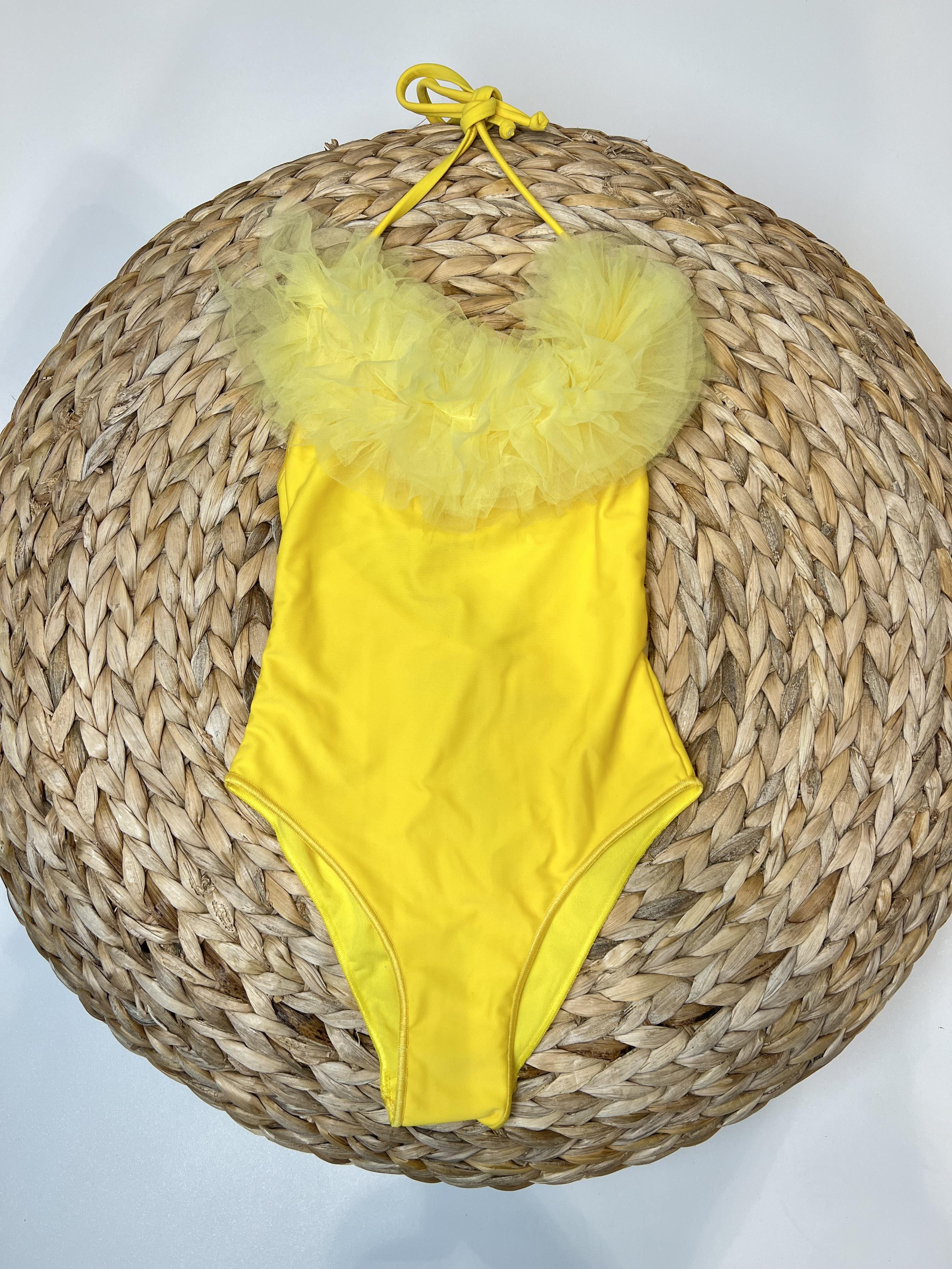 Island Coco costume kids giallo intero con tulle ICJ814 GIALLO ISLAND COCO 