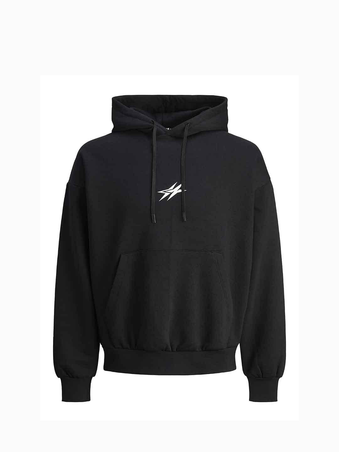 Jack & Jones felpa nero con cappuccio 12268918 NERO JACK & JONES 