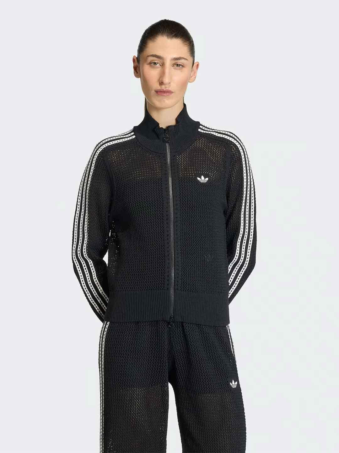 Adidas Firebird felpa nero in crochet KC6497 NERO ADIDAS 