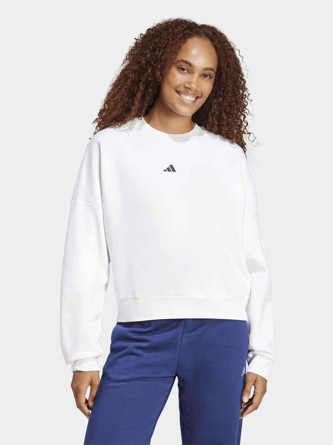 Adidas felpa bianco girocollo JI6059 BIANCO ADIDAS 