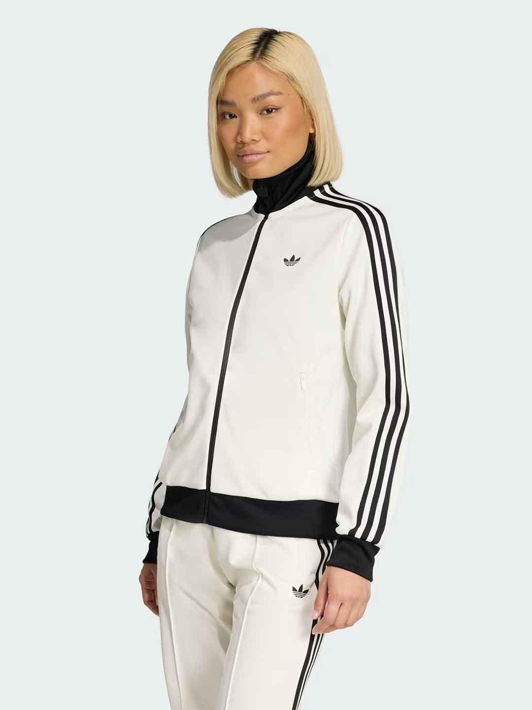 Adidas felpa bianco con logo nero KD3740 BIANCO ADIDAS 