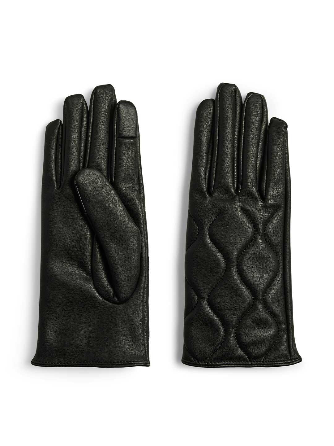 Pieces guanti nero in pelle 17152645 NERO PIECES 