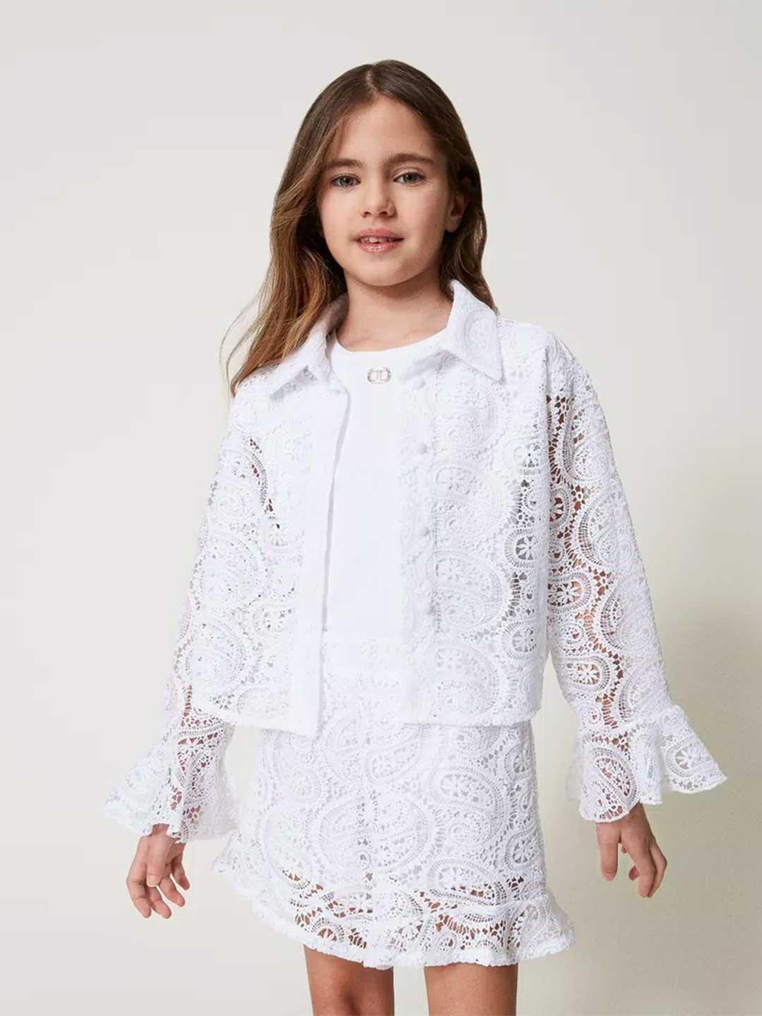 Twinset camicia kids bianco in pizzo 2QR0 BIANCO TWINSET 