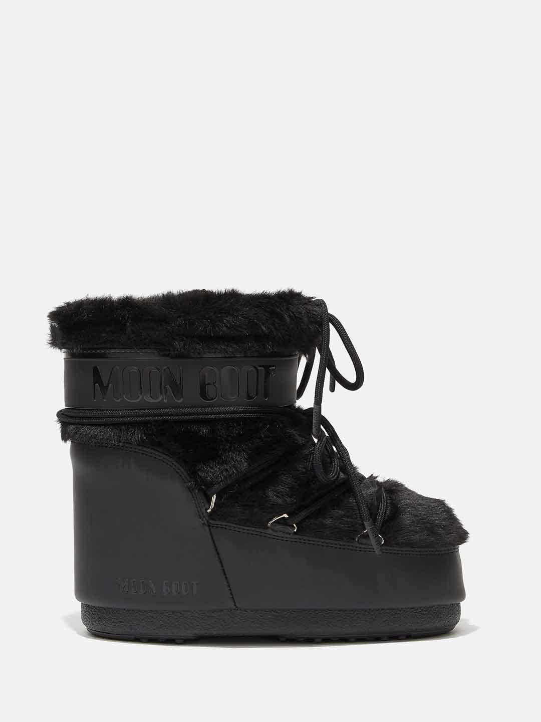 Moon Boot Icon Low stivale nero con pelliccia 1409390 NERO MOON BOOT 