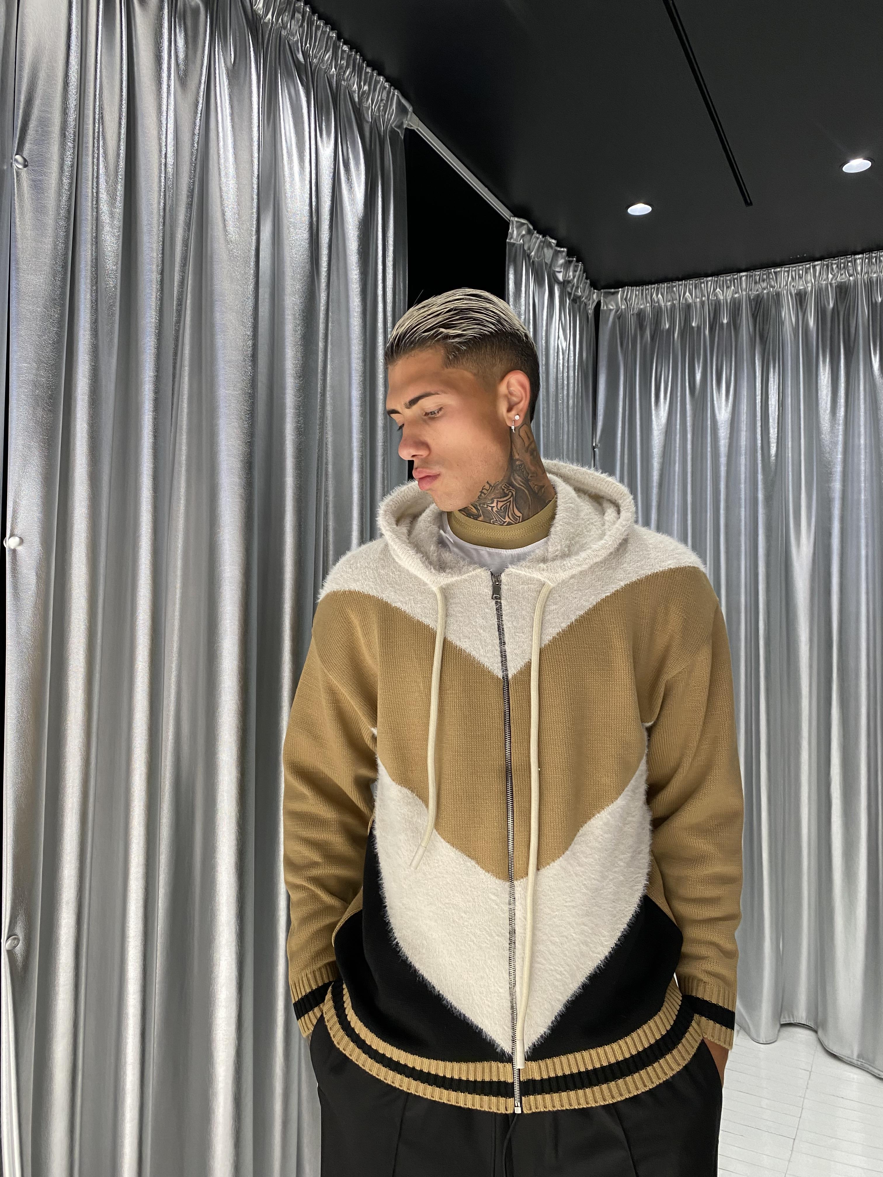Pret A Porter maglione beige con zip e cappuccio 30002 BEIGE PRET A PORTER 