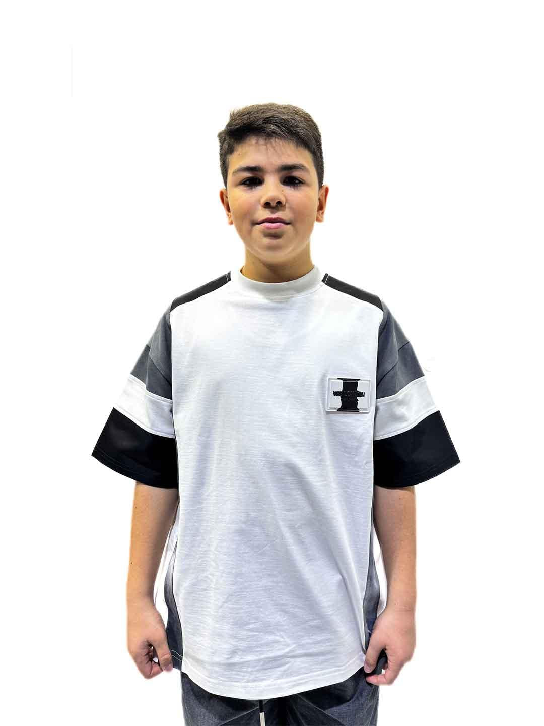Yes London t-shirt kids bianco e nero JR2199 BIANCO YES LONDON 