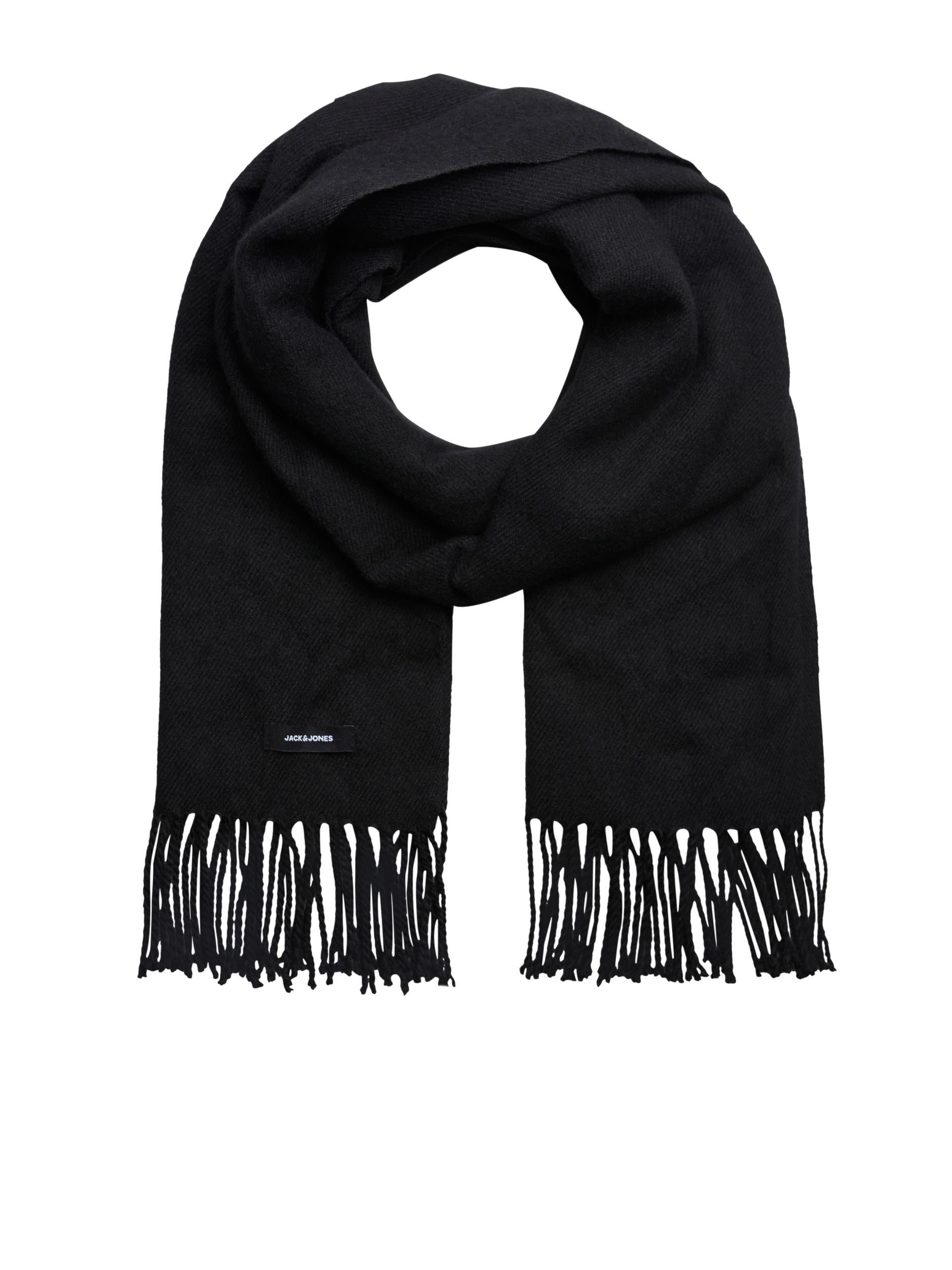 Jack & Jones sciarpa nero con frange 12140332 NERO JACK & JONES 