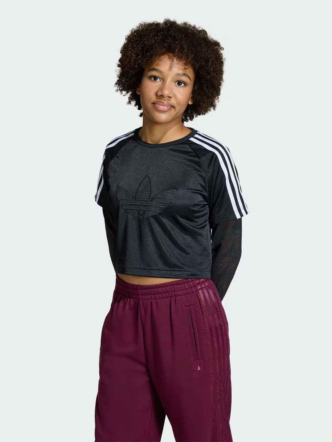 Adidas t-shirt nero maniche in pizzo KC6784 NERO ADIDAS 