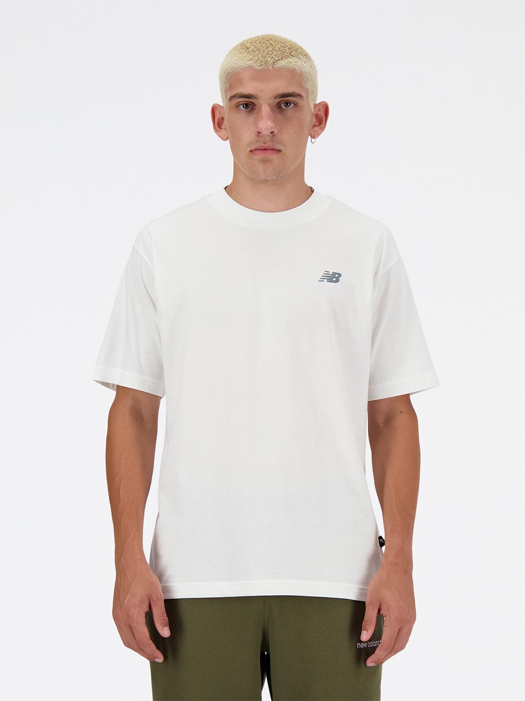 New Balance t-shirt bianco con logo sul retro MT41580 BIANCO NEW BALANCE 