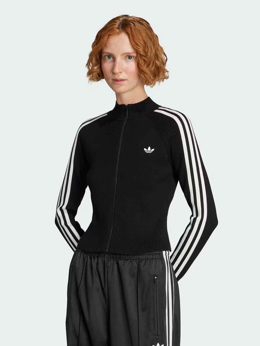 Adidas maglia nero a costine con zip JY2597 NERO ADIDAS 