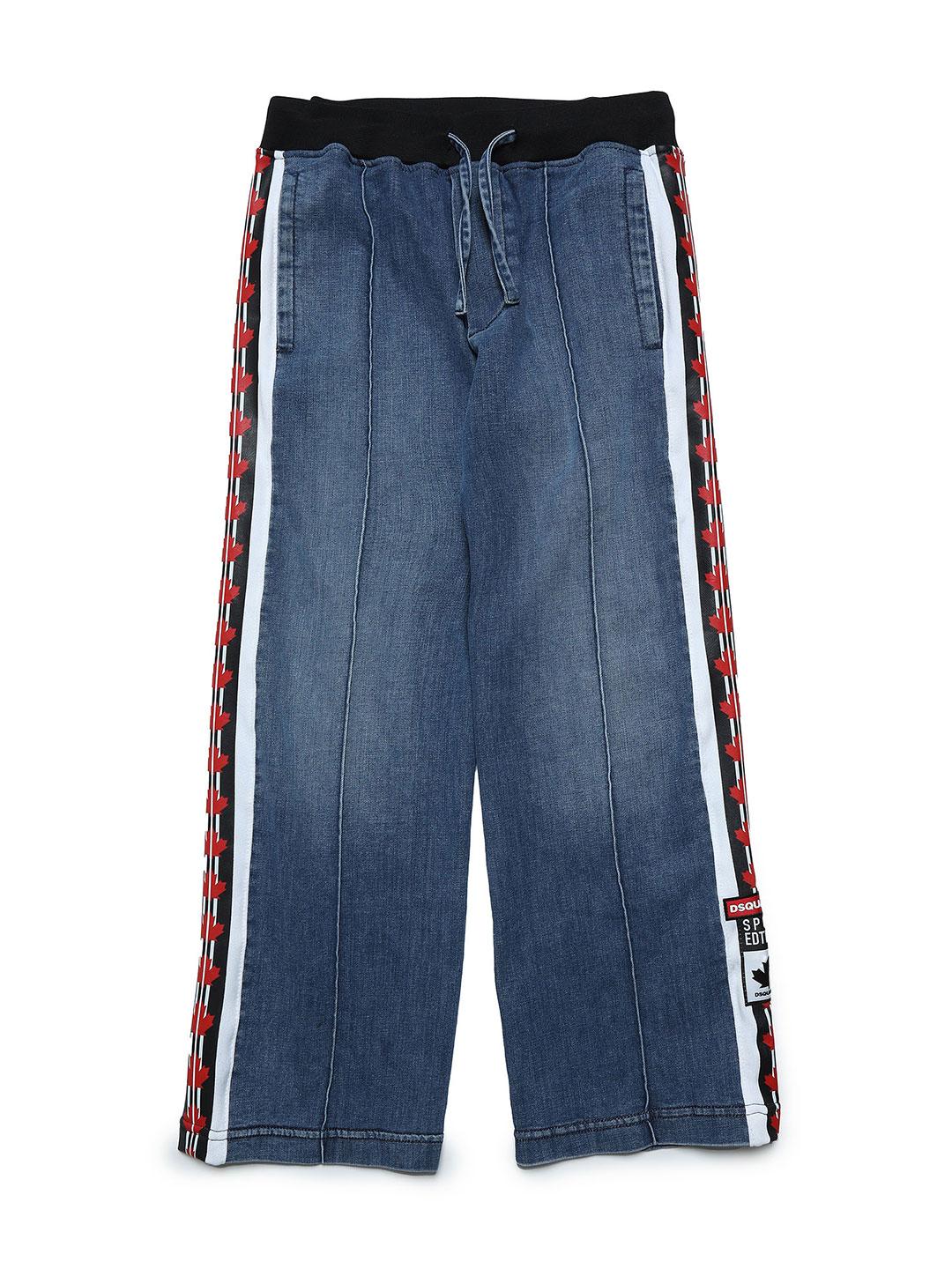 Dsquared 2 pantaloni kids in jeans con nastro logato DQ1873 D0A4P JEANS DSQUARED 2 