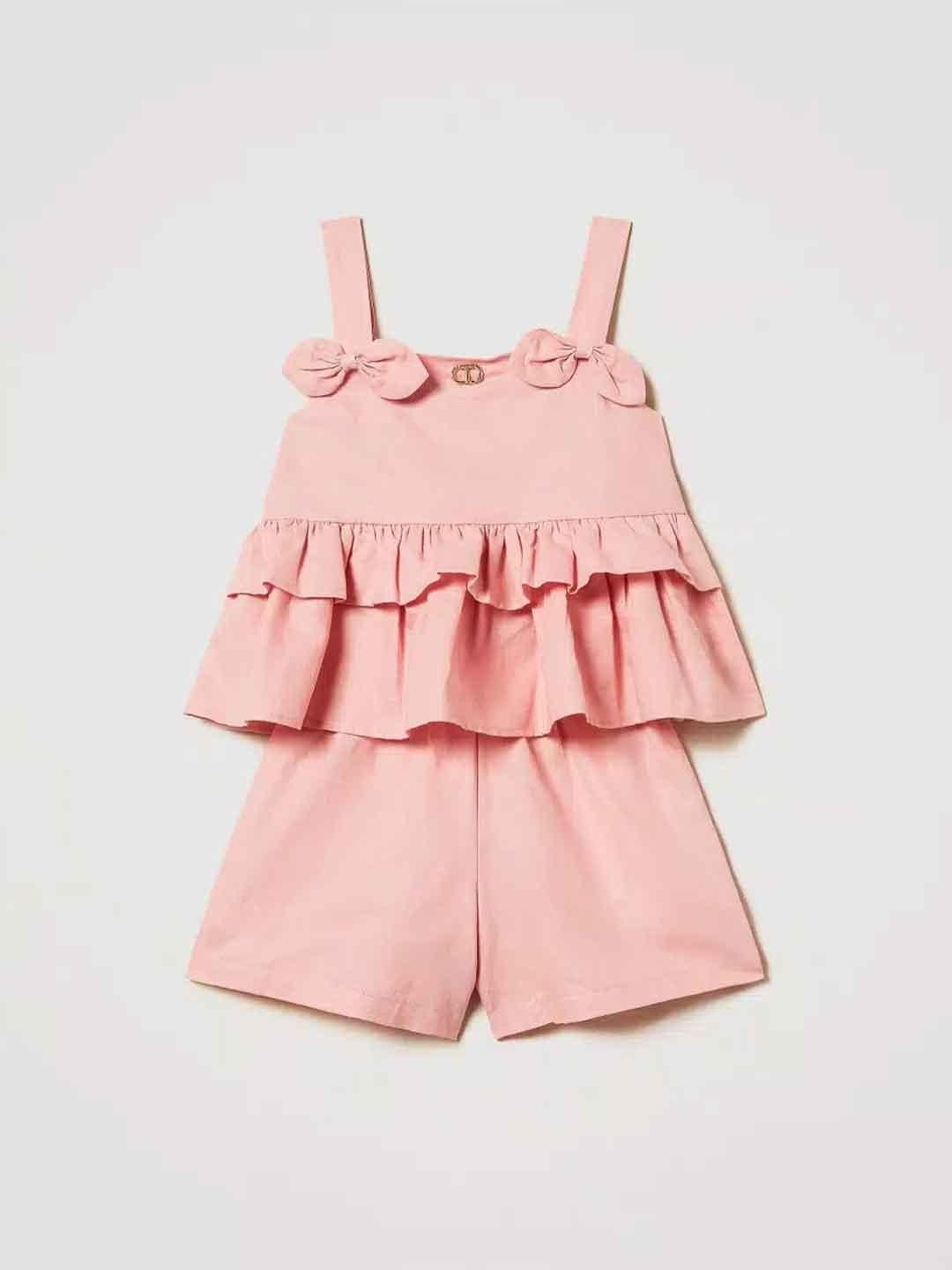 Twinset coordinato kids rosa in misto lino 2404 ROSA TWINSET 