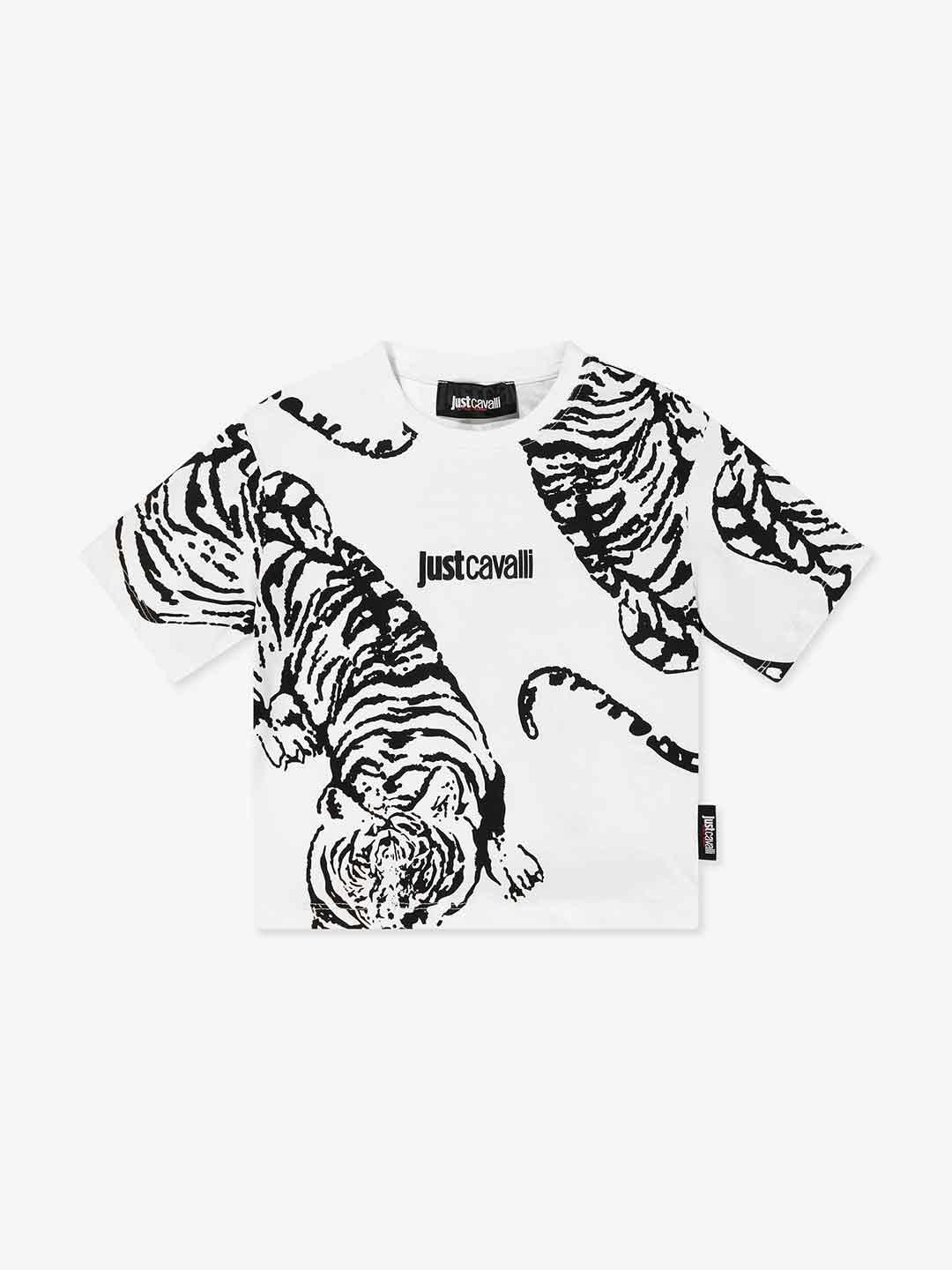 Just Cavalli t-shirt kids bianca con stampa tigre  8-14 anni 26161 BIANCO JUST CAVALLI 