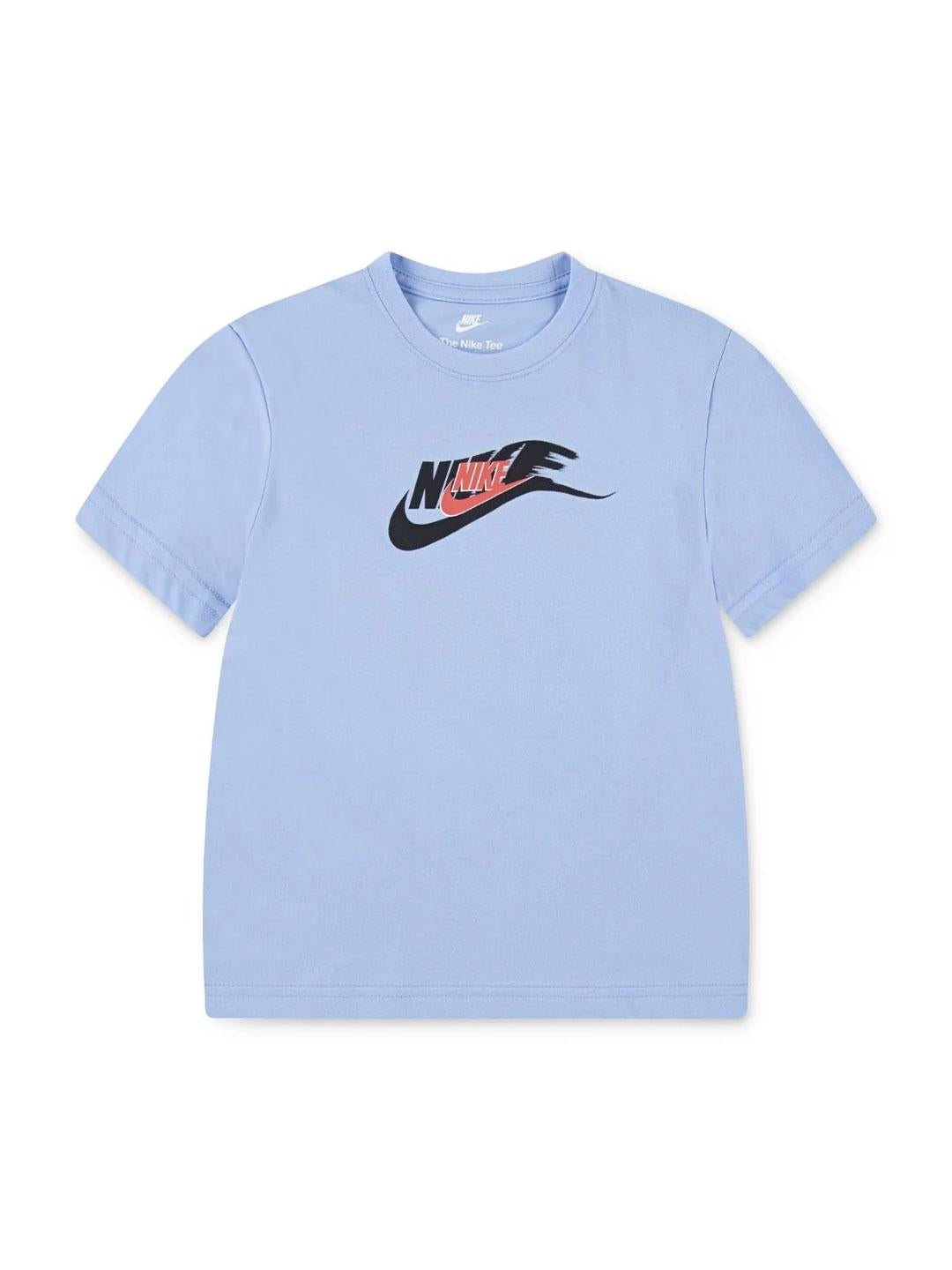 Nike t-shirt kids azzurro con logo nero 86M758-C60 AZZURRO NIKE 