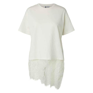 Pieces t-shirt panna con orlo asimmetrico in pizzo 17169693 PANNA PIECES 