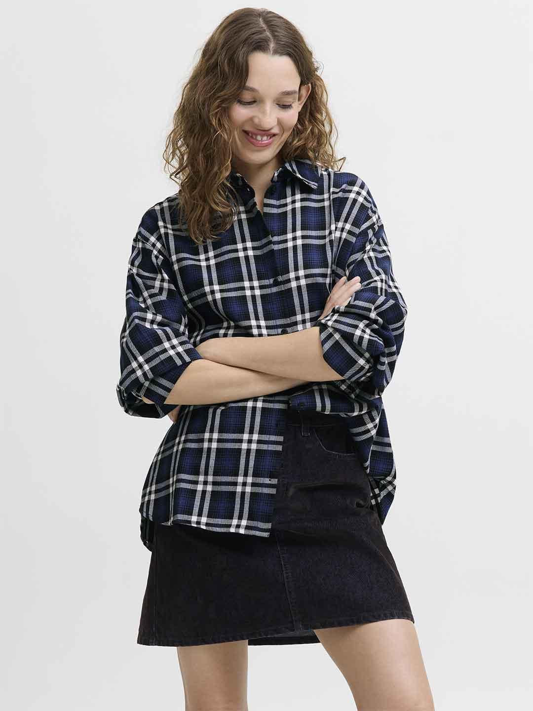 JJXX Hailey camicia blu a quadri 12290955 BLU JJXX 