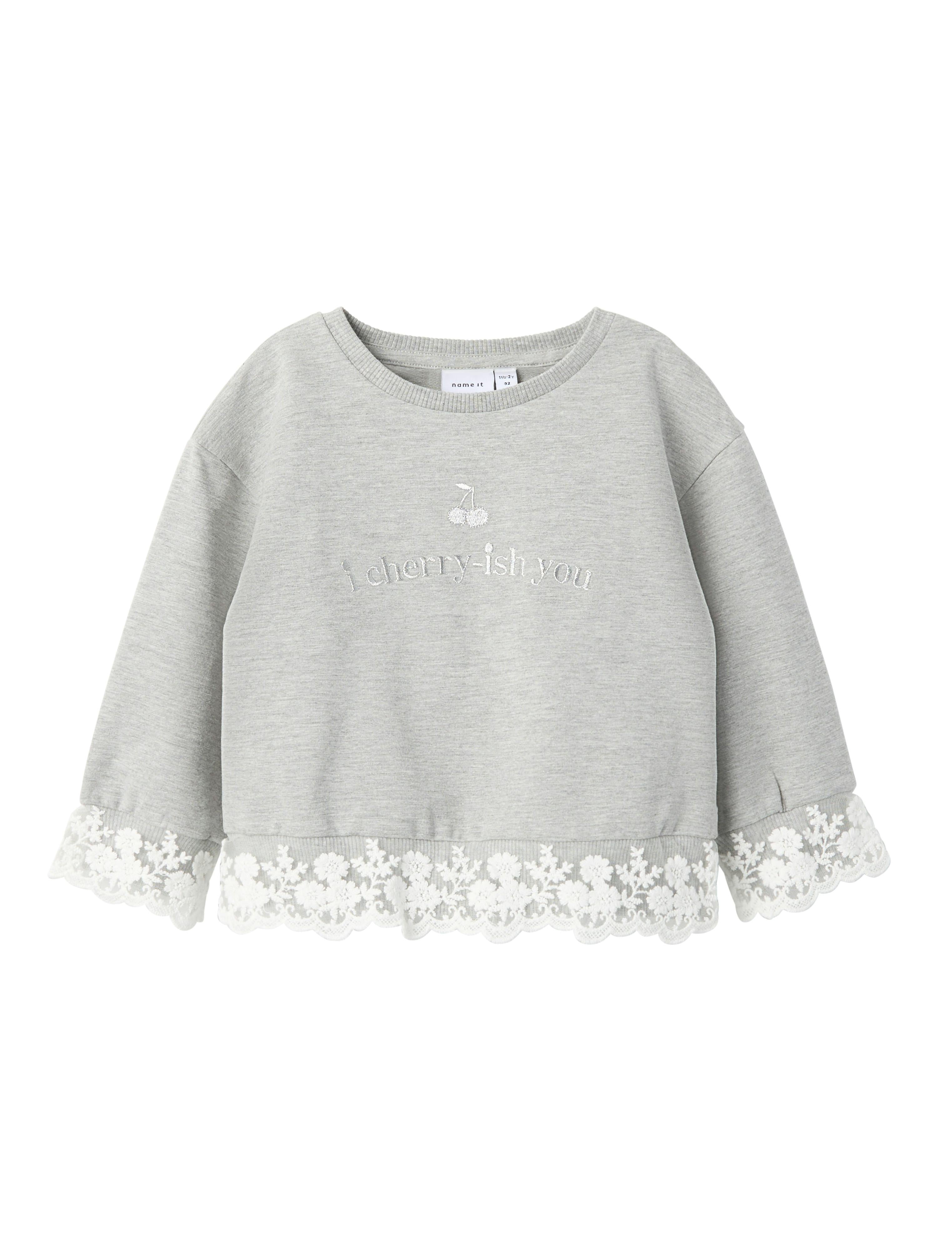 Name It felpa kids grigio con ricami orlo 13238957 GRIGIO NAME IT 