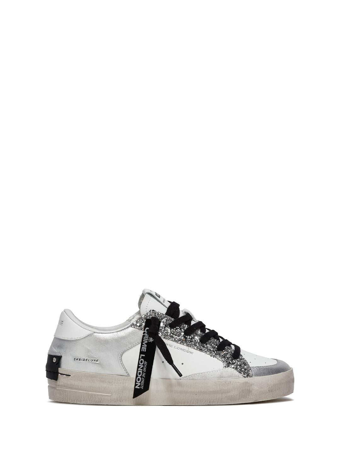 Crime SK8 Deluxe sneakers bianco e argento 26102 BIANCO CRIME 