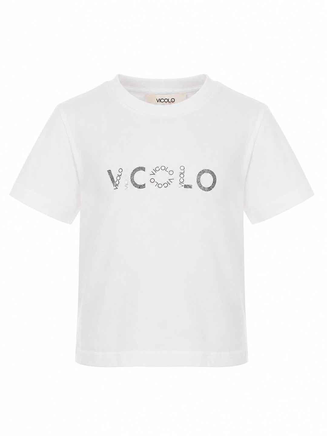 Vicolo t-shirt kids rosa con logo 3146M00416 BIANCO VICOLO 